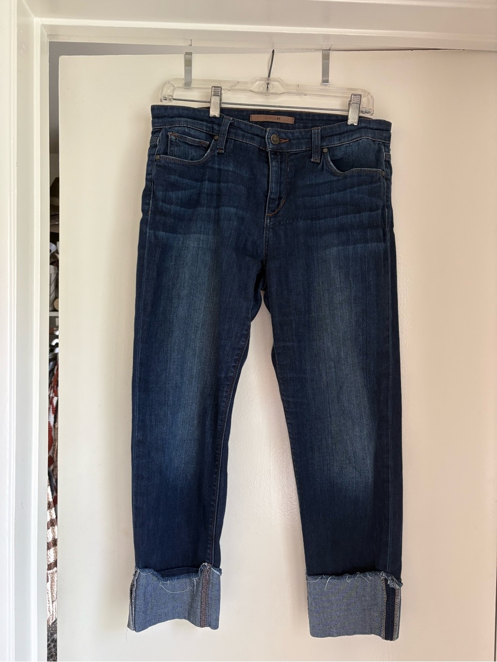 Joe's Jeans Dark Blue Boyfriend Jeans with Cuffed Hem